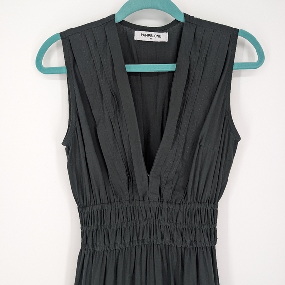 Pampelone Sienna Sleeveless Maxi Dress 100% Cotton Tiered Boho Green Medium - Picture 6 of 9